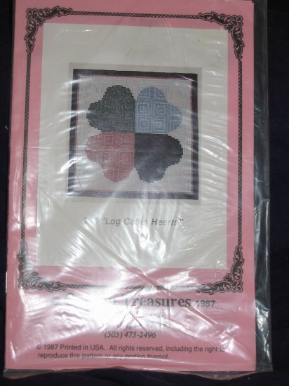 VTG "Log Cabin Hearts" quilt square pattern unopened package FREE US SHIPPING