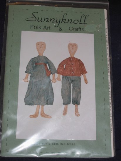 Sunnyknoll rag dolls pattern, boy/girl uncut pattern FREE US SHIPPING