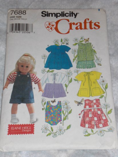 Simplicity 7688 doll clothes pattern for 18" doll FREE US SHIPPING