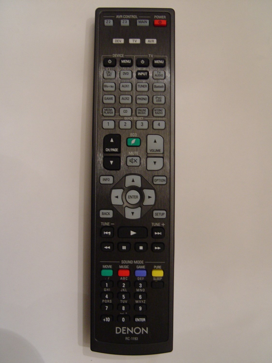 Denon RC-1193 Remote Control Part # 30701016200AD