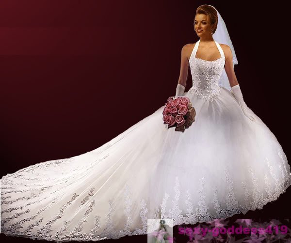 HOT Sexy Halter STYLE Wedding Dress Bridesmaid Bridal Gown Custom