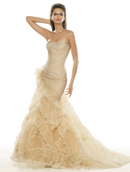 Strapless Style LACE Wedding Dress Bridesmaid Bridal Gown Custom