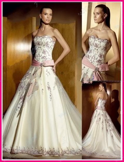 Strapless Style LACE Wedding Dress Bridesmaid Bridal Gown Custom