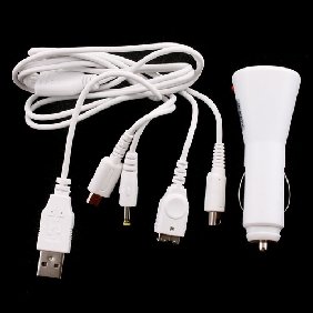 5 in 1 Universal elliptical Car Charger for NDS/ NDSL/ NDSi/ PSP/USB - White