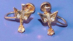Signed Gold Bird Earrings