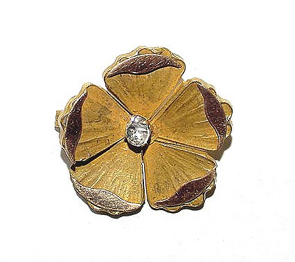 Antique Victorian Elegant Two Color Gold Filled Flower Brooch