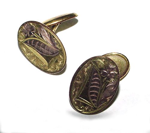 Victorian Pink and Yellow Gold Filled Cufflinks