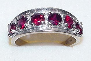 14k White Gold Garnets Band Ring - Vintage