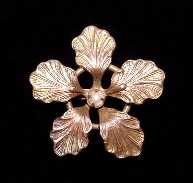 Antique Art Nouveau Single Flower Brooch