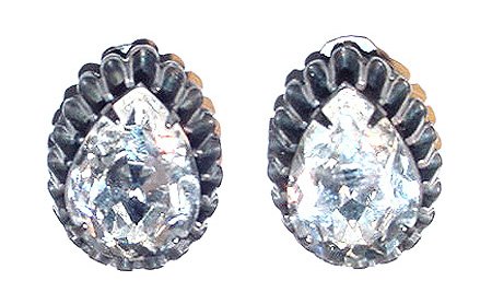 Signed Hattie Carnegie Large Pear Rhinestone Earrings