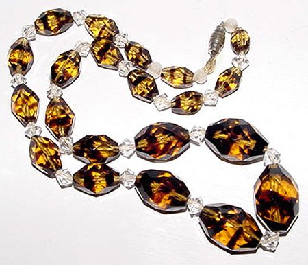 Antique 1920s Tiger Striped Art Deco Crystal Beads
