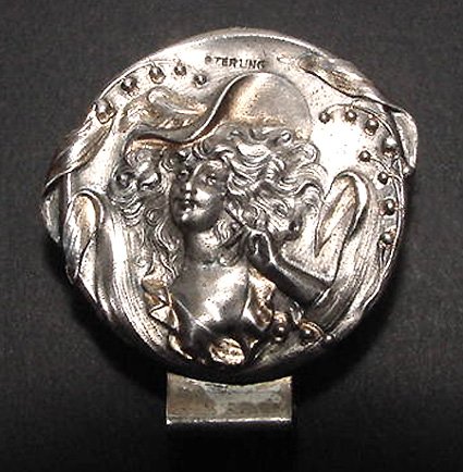 Antique Figural Sterling Art Nouveau Glove Clip