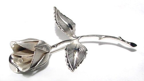 1960s Giovanni Sculpted Rose Brooch - Signed Book Piece - Free USA Shipping