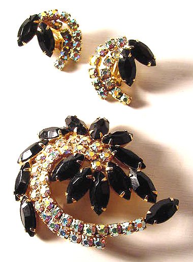 Aurora Borealis and Black Marquise Juliana Demi-Parure