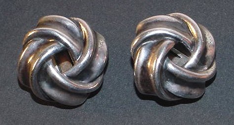 Early Signed Napier Sterling Love Knot Clip Earrings