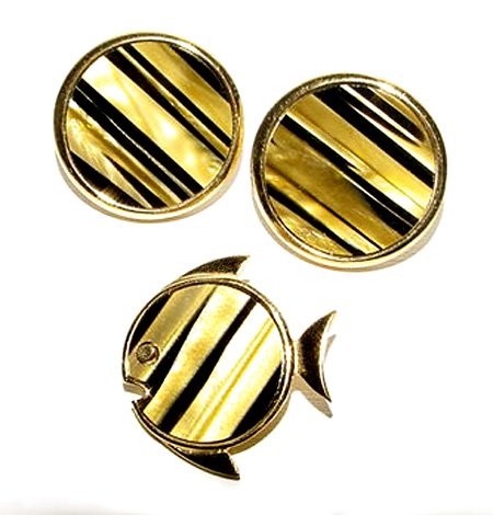 Signed Vintage Trifari Tiger Eye Fish Set