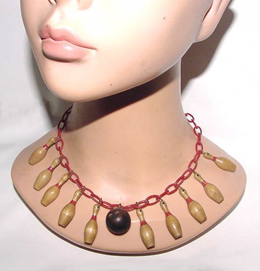 Bowling Dream Vintage Celluloid Necklace - Free USA Shipping