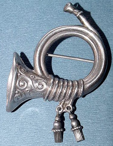 Vintage c1950 Sterling Silver Hunting Bugle Signed Lang
