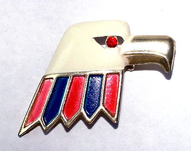 1960s Patriotic Enamel Bald Eagle Brooch - Free USA Shipping