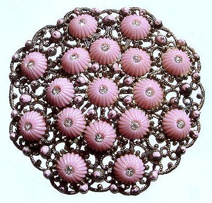 1920s Art Deco Czech Glass and Filigree Gurtler Brooch