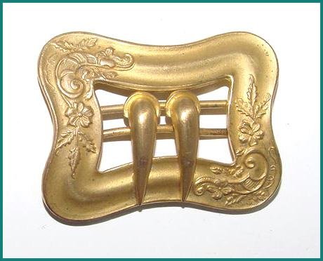 Large Antique Victorian Gilt Floral Buckle
