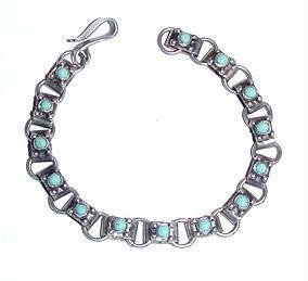 Vintage Mexican Sterling Silver & Turquoise Child's Bracelet