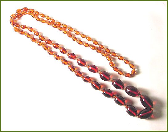 Antique Late Victorian "Root Beer" Glass Bead Necklace