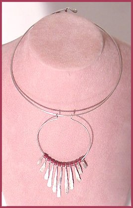 1960s Modernist Silverplated Torque Necklace - Free USA Shipping