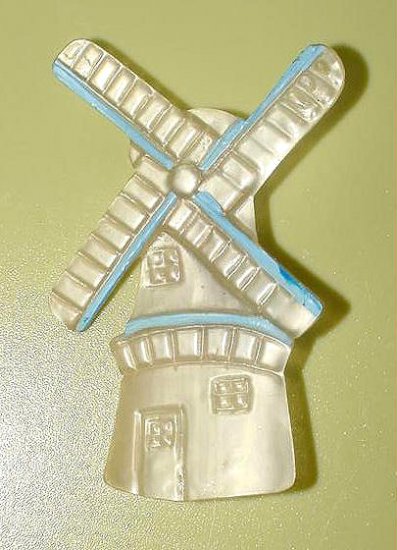 Large Painted Celluloid Vintage 1930s Windmill Brooch