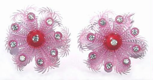 Light Hearted Vintage German Rhinestone Clip Earrings - Free USA Shipping