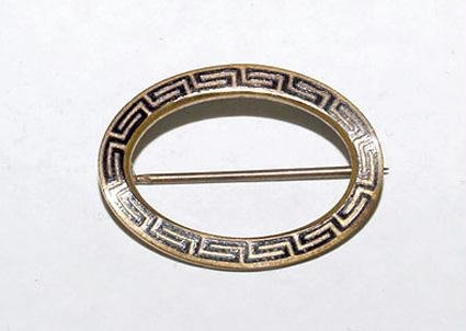 Antique Victorian Black Enamel Mourning Brooch - Free USA Shipping