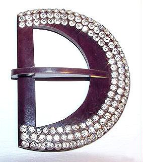 Large Art Deco Celluloid Rhinestones Buckle