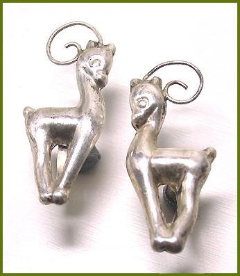 Vintage Mexican Art Deco Silver Deer Earrings - Free USA Shipping