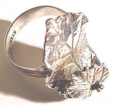 Vintage Sterling Handmade Ring - Leaves