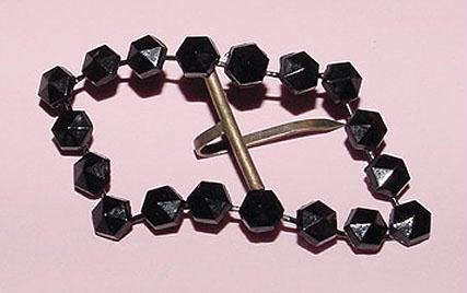 Victorian Mourning Jewelry French Jet Belt Buckle - Free USA Shipping