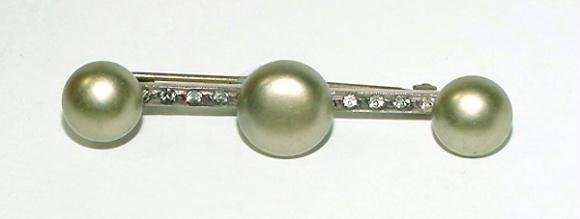 1920s Art Deco Sterling and Pearls Bar Pin