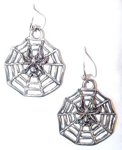 Large Spider & Web Sterling Earrings - Free USA Shipping