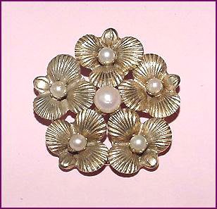 Signed Henkel and Grosse Cultured Pearls Pansies Brooch - Free USA Shipping