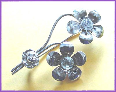 Elegant 1940s Large Sterling Floral Brooch