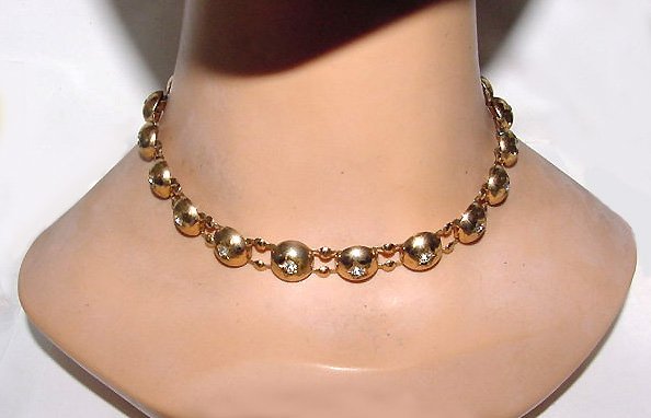 1930s Victorian Revival Rhinestone Gypsy Setting Choker - Free USA Shipping