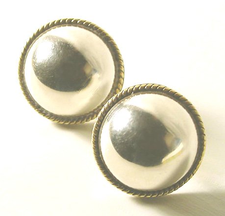 Vintage Mexican Sterling Dome Earrings - Pierced