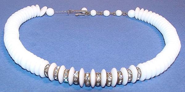 Vintage Glass and Rhinestone Rhondelles Necklace - Free USA Shipping
