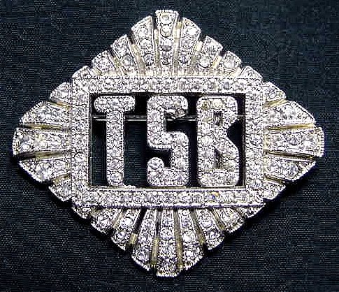 Art Deco Rhinestone Brooch - TSB Monogram