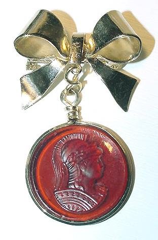 Victorian Revival 1930s Cameo and Bow Brooch - Free USA Shipping