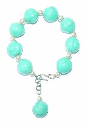 Vintage Glass Bead Bracelet With Drop - Free USA Shipping