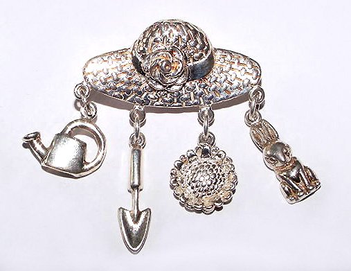 Signed Sterling Hat with Moveable Gardening Charms