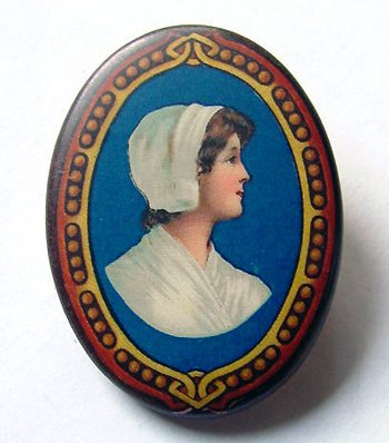 Antique Cocoa Advertising (Chocolate Girl) Pinback - Free USA Shipping