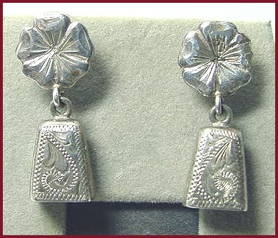 Vintage Engraved Sterling Bell Earrings