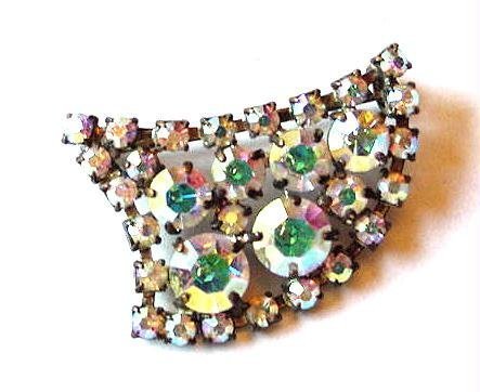 Vintage 1950s Modernist Aurora Borealis Brooch - Free USA Shipping
