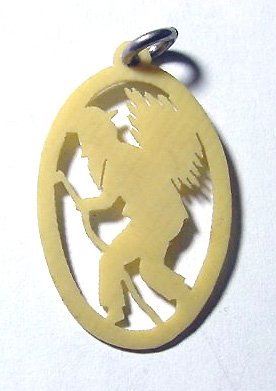 1920s German Celluloid Pendant of Woodcutter - Free USA Shipping
